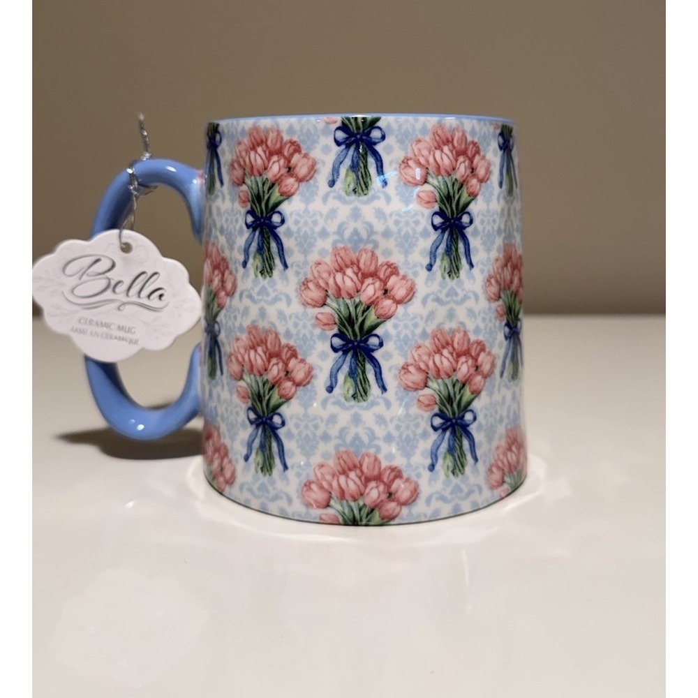 10 Strawberry Street Ceramic Coffee Mug Bella Floral Collection Pink Flowers NWT
